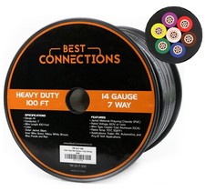 BEST CONNECTIONS 14 Gauge 7 Way Trailer Wire Durable, Weatherproof, Color-Coded picture