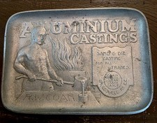 Antique R. W. Coan Aluminum Casting Advertising  Change Tray Trinket Dish 6