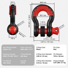 SucceBuy 2Pcs 3/4 D Ring Shackle 62832lb Break Strength Bow Shackles with picture