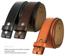 Genuine Leather Belt Strap Casual Belt with Snaps 1-1/2