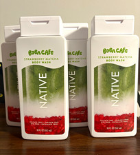 🧋 Lot of 4 Native Boba Cafe Strawberry Matcha Body Washes picture