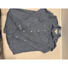 Original Penguin Heritage Slim Fit Blue Heather Knit Button Down Shirt Mens M picture