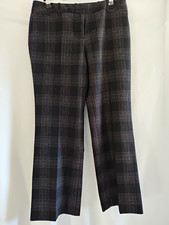 Worthington Petite Curvy Fit Trouser Pants Size 6PS Black Plaid Windowpane Wide picture