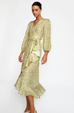 No. 6 Store Celery Lilac Patterned V-Neck Noma Wrap Dress, Size 0, NWT $525 picture