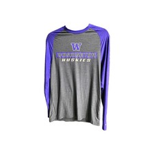 Colosseum Men's Washington Huskies Long Sleeve Shirt, Gray/Purple picture