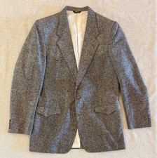 Vintage Farah Westernwear 100% Silk Sport Coat Jacket Black White Tweed 42L picture