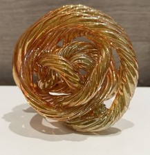 Amber Murano Style Hand Blown Glass Infinity Knot Sculpture Twisted Rope Decor picture
