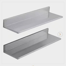 SVOPES Stainless Steel 30in Wall Mounted Floating Shelf w/ Backsplash Silver picture