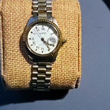 Vintage Eberhard & Co Quartz Date Two-Tone Gold Plated Stainless Bracelet Watch picture