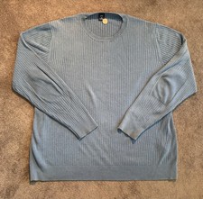VTG GAP Ribbed Sweater Sz XXL Light Blue Cotton Y2K Preppy Crewneck Chunky picture