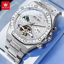OLEVS Men's Watch Moon Phase Calendar Automatic Mechanical Wristwatch Gift picture