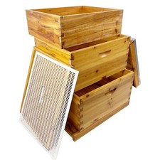 3 Layers Beehive Complete Box Kit Langstroth Beekeeping 2 Deep and 1 Medium picture