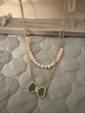Green Butterfly And Pearl Layered Necklace picture