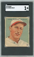 1933 Goudey #110 Leon Goose Goslin SGC 1 Washington Senators MLB HOF picture