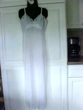 VTG 60s~Sz 36 Long~Philmaid~Phil-Maid~BRIDAL WHITE~Full Dress Slip ~ Lace~ Slits picture