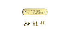 WARNER SPORTING (1) BRASS DOG, PET ID TAG FOR PET COLLAR WITH-3 SETS OF RIVETS picture