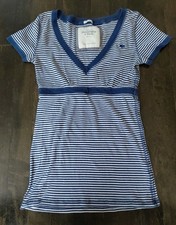 Abercrombie & Fitch Babydoll V Neck Top Size Large Y2K Embroidered Logo Preppy picture