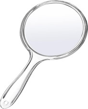 Hand Mirror Double-Sided Handheld Mirror 1X/ 2X Magnifying Mirror with Handle Tr picture