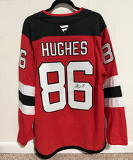 Fanatics New Jersey Devils Jack Hughes #86 NHL Hockey Jersey Red/Black/White picture
