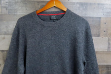 Qi Cashmere Sweater Mens Large Gray 100% Cashmere Crewneck Knit Pullover picture
