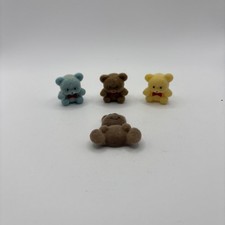Vintage Lot Of 4 Mini Flocked Figurines Fuzzy Miniature Bears picture