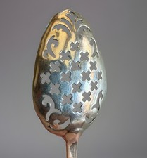 Antique George II Silver Mote Spoon, 5.25 C1740 picture