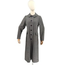 Vintage 60s Montaldos Black White Houndstooth Long Overcoat picture
