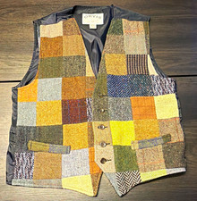 Vtg Orvis Patchwork Tweed Wool Vest Mens Large Country Heritage Waistcoat India picture