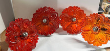 Vintage Red/Orange Glass Curtain Drapery Tie Backs 4.5
