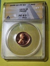 1939 -P LINCOLN CENT  PR 63 RED . RARE. SCARCE. picture