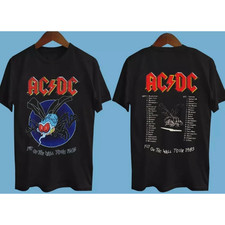 AC DC Fly On The Wall Tour 1985 Vintage Hard Rock Band Black T-Shirt picture