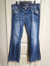 Amethyst Women’s Juniors Bootcut Medium Wash Blue Denim Jeans 5-Pocket Stretch picture