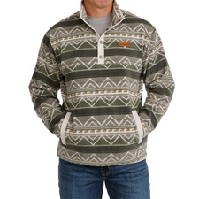 Cinch Men's Olive Aztec Stripe 1/4 Zip Polar Fleece Pullover MWK1514029 picture