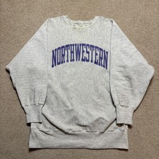 Vtg Northwestern Champion Reverse Weave Sweatshirt Crewneck Mens 2XL Gray 90s picture