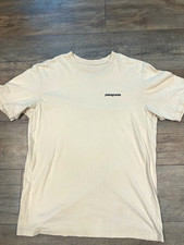 Patagonia Great Pacific Iron Works Beige Cotton Graphic Crewneck Tee Men's M picture