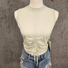 Lululemon Cinch Me Up Front Tank Sea Ghost Green Pima Cotton Crop Top LW1CKCS 4 picture
