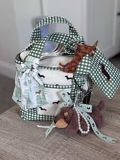 NWT VIRAL Fall 2026 Madden Girl GREEN Ginghan mini  DACHSHUND Tote Bag picture