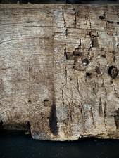 Rare Antique 17th C. Solid Oak Inglenook Beam End With Apotropaic Taper Burn picture