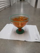 Kosta Boda Kjell Engman Signed Cancan Art Glass Compote Pedestal Footed Bowl picture