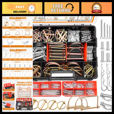 270PCS Heavy Duty Hitch Pins Clip Assortment Kit for Tractors, Trailers, Lawn Mo picture