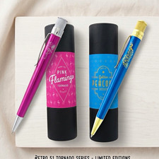 TWO PEN SET - Retro 51 × Mann Inc. Golden Peacock + Pink Flamingo  Collectors picture