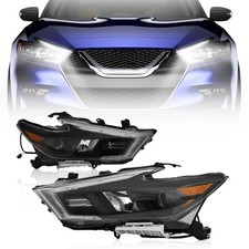 2016-2018 Nissan Maxima Halogen Headlight LED DRL Projector Black Pair NI2502235 picture