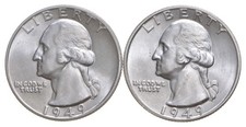 Choice Unc 1949 P+D Washington Quarter Gem BU Collection Lot Set picture