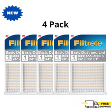 4PK Filtrete 24x30x1 HVAC Furnace Air Filter MPR 300 MERV 5, Basic Dust and Lint picture