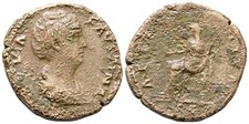 Roman Bronze Sestertius - Rome 140-141 AD - Diva Faustina I picture