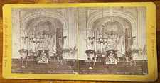 Antique Stereoview Church Interior Flowers Cross N D Morgan Norwich Conn picture