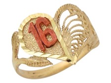 10k or 14k Two-Tone Gold Majestic Sweet 16 Young Lady Heart Ring picture
