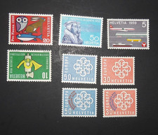 SWITZERLAND 1959 COMMEMORATIVE COMPLETE STAMP YEAR SET W/OVERPRINTS MH SET OF 8 picture