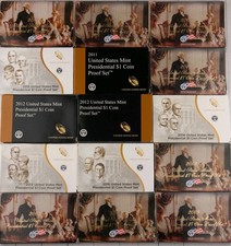 2007-2016 Complete US Presidential Dollar Proof Sets  with Boxes  + COAs picture