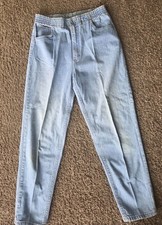 Vintage Lee High Rise Tapered Mom Jeans Light Wash Womens M 14 picture